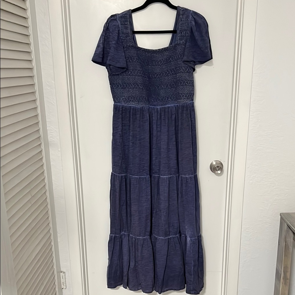 Lane Bryant Maritime Blue Maxi Dress with Square Neckline Size 22/24